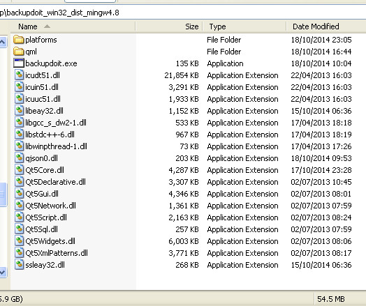 Larger application files set, the total size is 54.5MB
