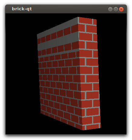 Screenshot of a procedurally shaded cube covered with an orange bricks and grey mortar pattern